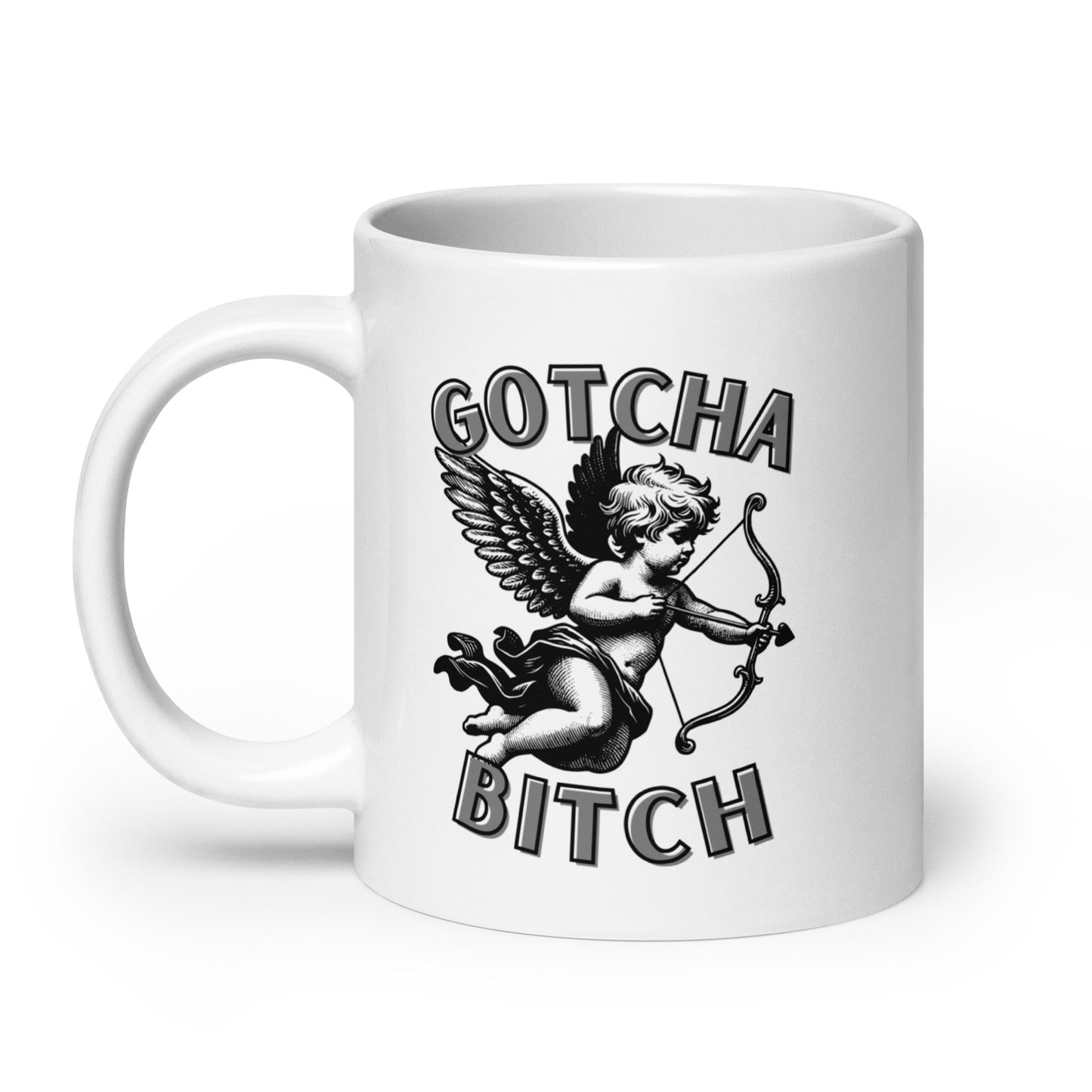 Cupid Gotcha Bitch (Black) Coffee Mug - Not Your Mama's Fave