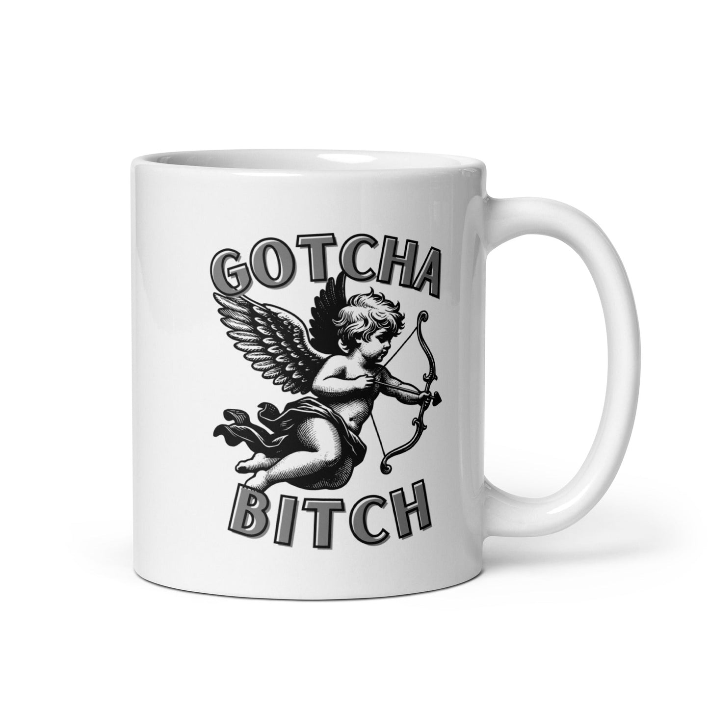 Cupid Gotcha Bitch (Black) Coffee Mug - Not Your Mama's Fave