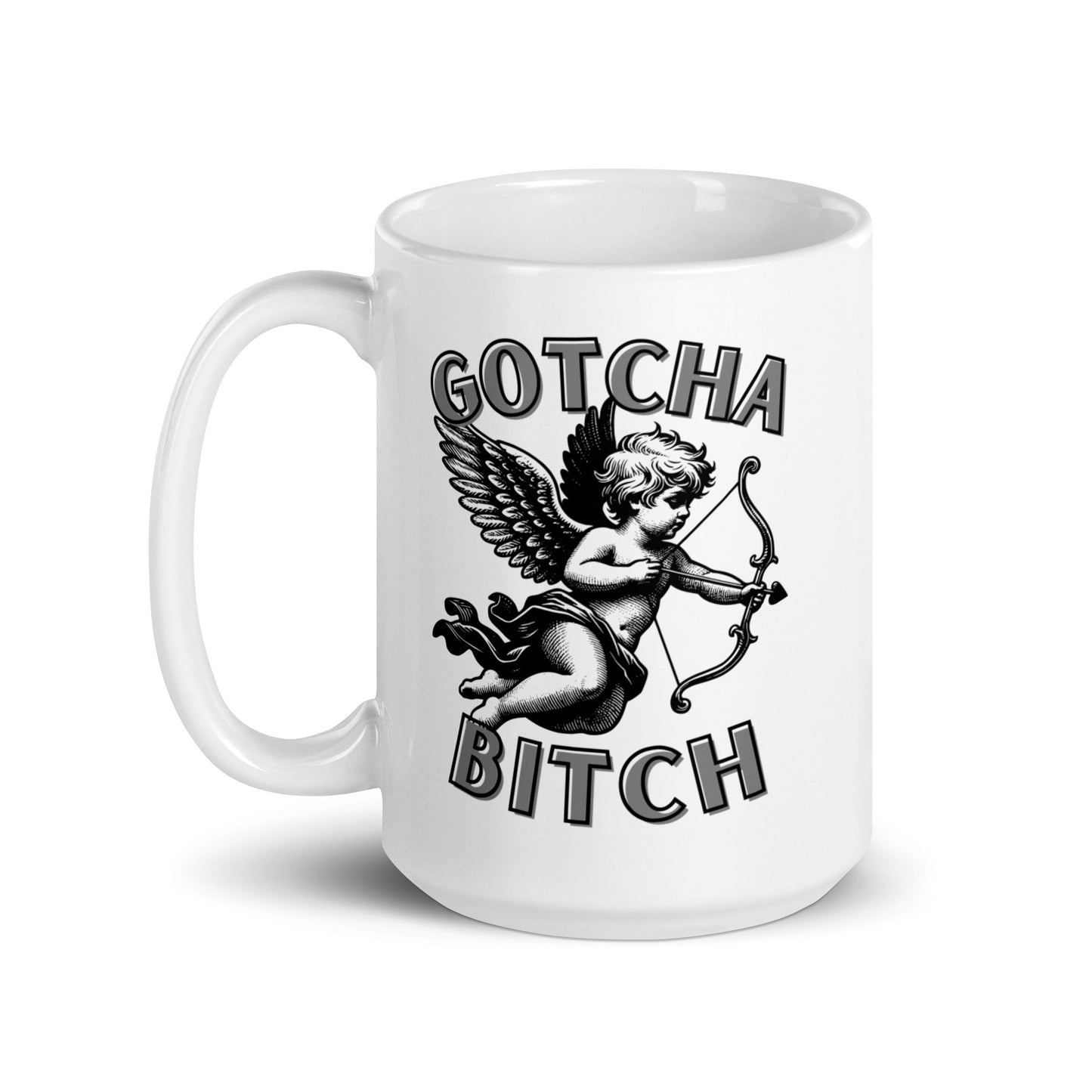 Cupid Gotcha Bitch (Black) Coffee Mug - Not Your Mama's Fave