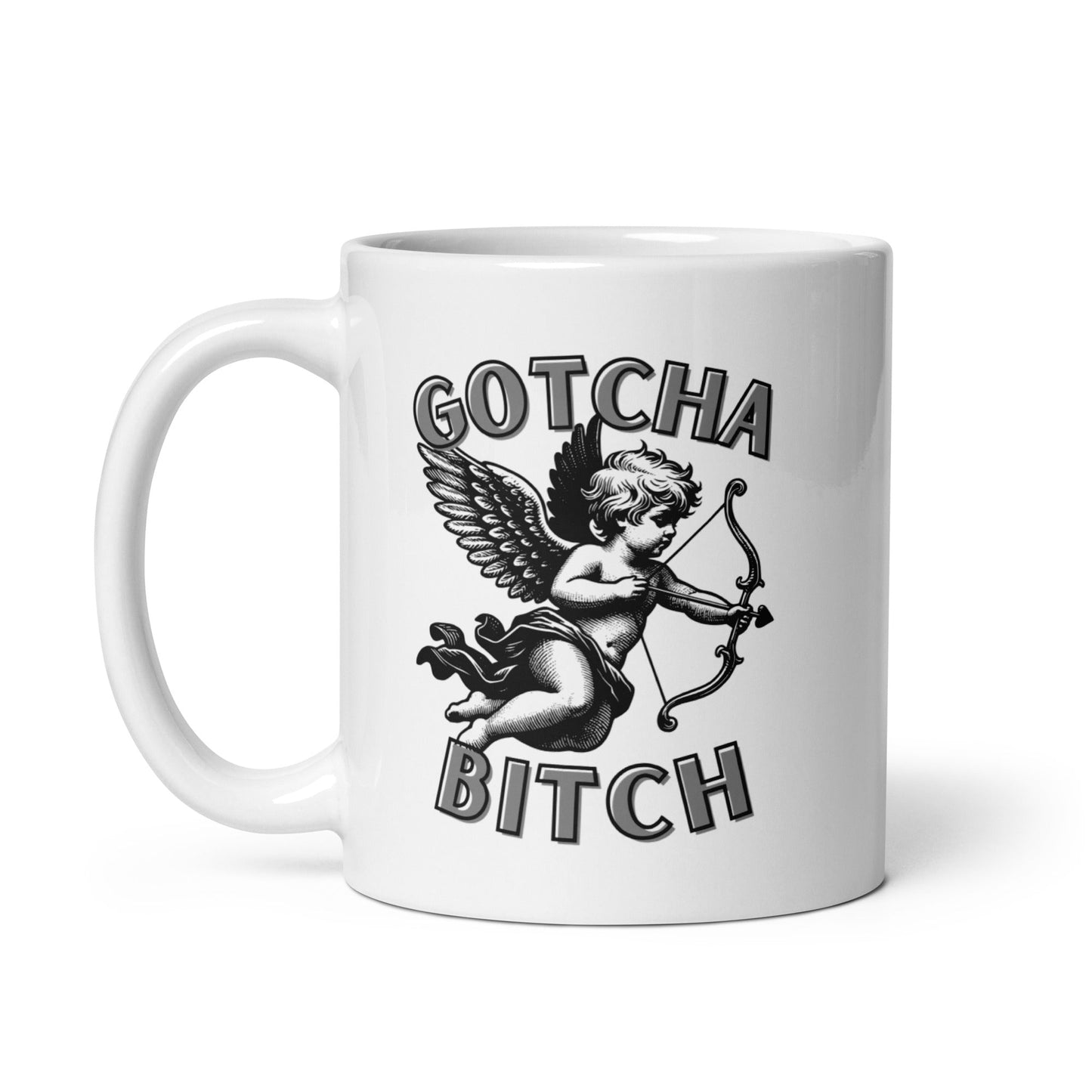 Cupid Gotcha Bitch (Black) Coffee Mug - Not Your Mama's Fave