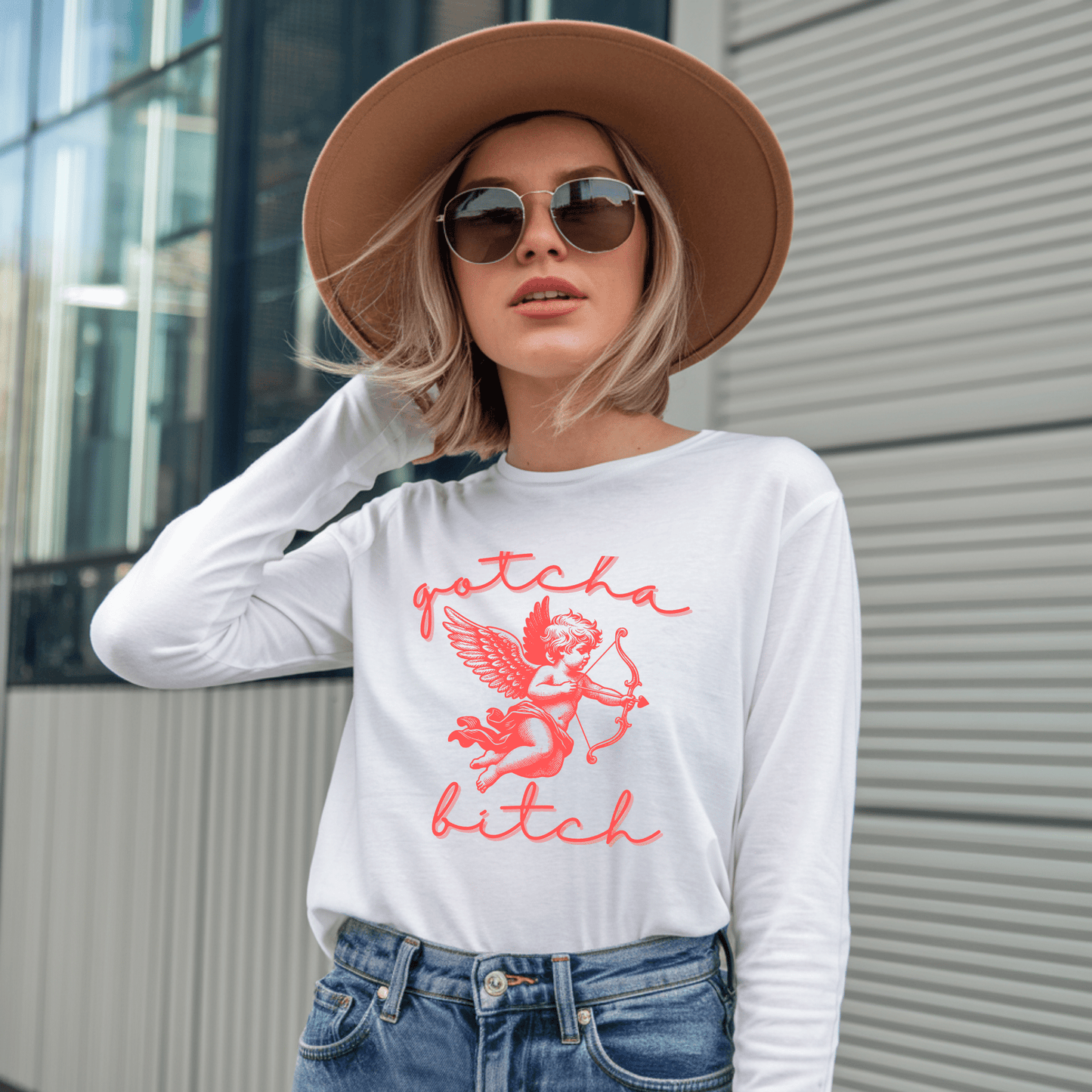 Cupid Gotcha Bitch Comfort Colors Long - Sleeve Shirt - Not Your Mama's Fave