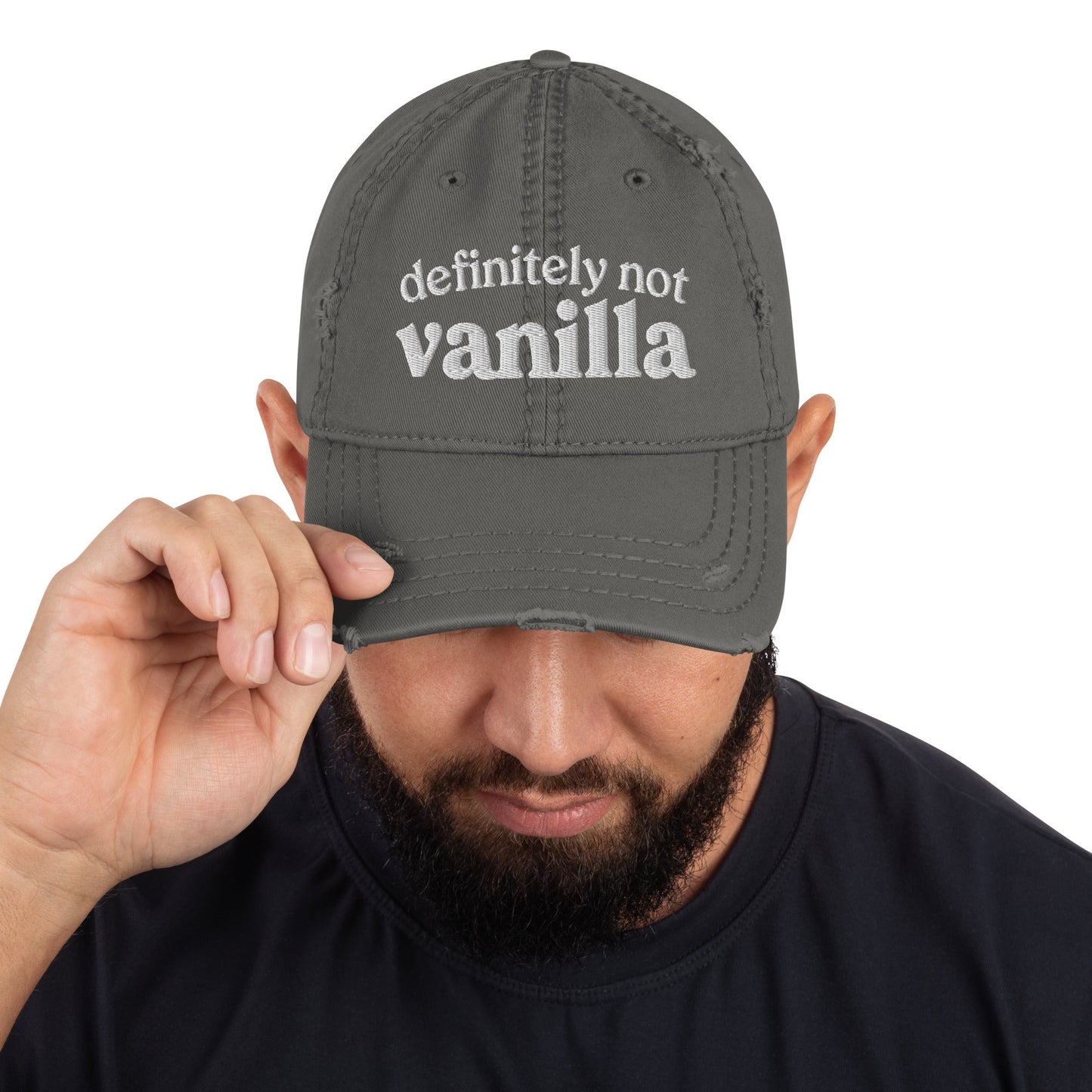 Definitely Not Vanilla Distressed Dad Hat - Not Your Mama's Fave