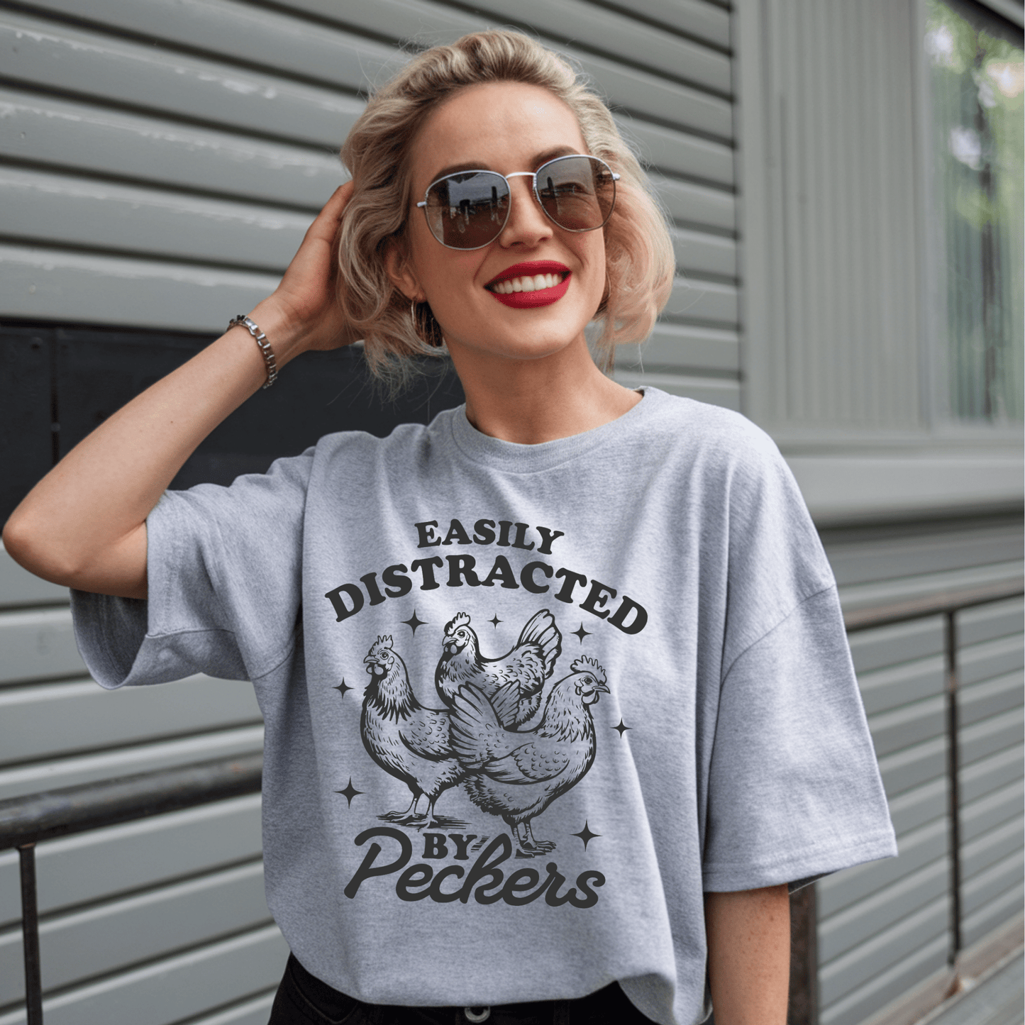 Easily Distracted By Peckers (Black) Unisex T-Shirt - Not Your Mama's Fave