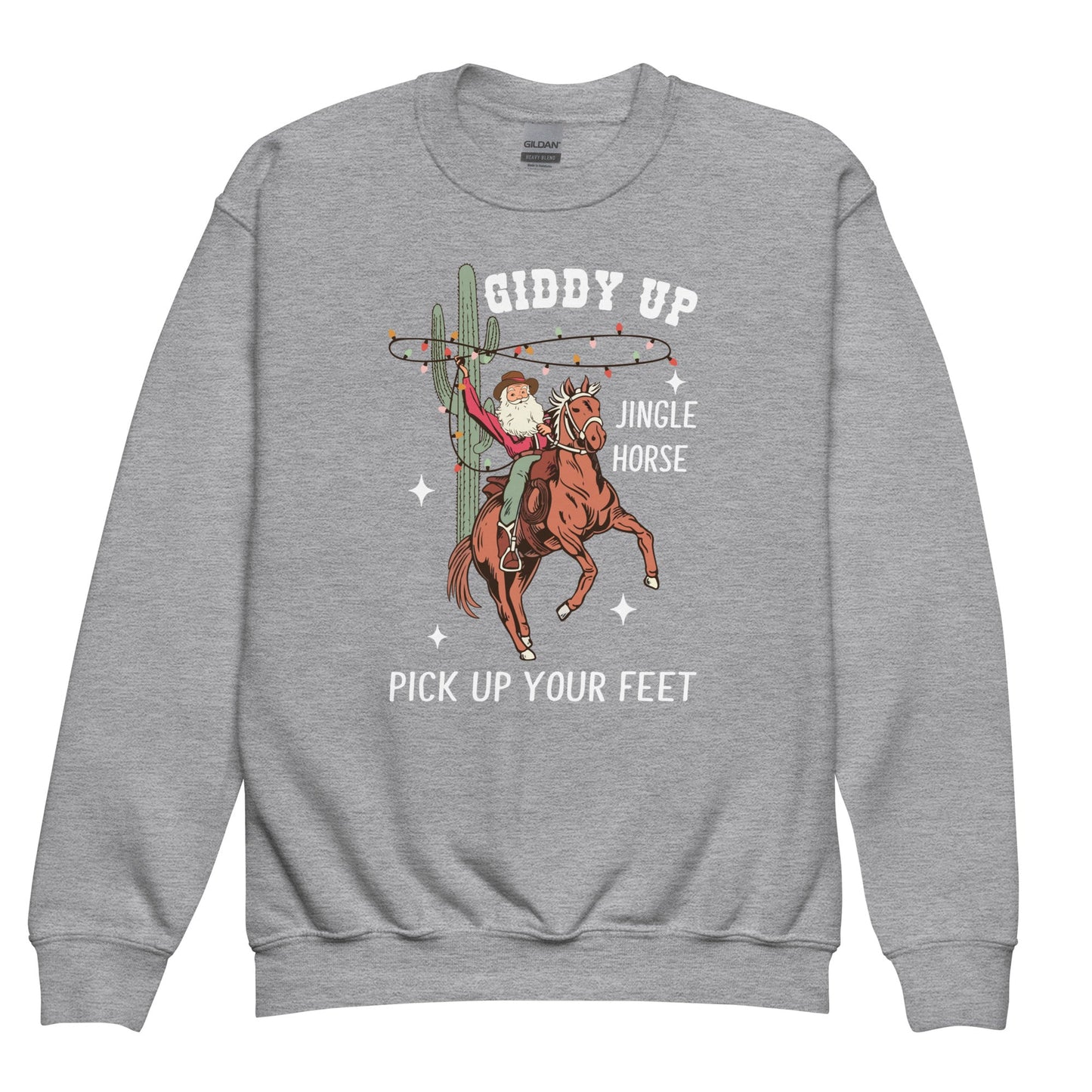 Giddy Up Jingle Horse Youth Crewneck Sweatshirt - Not Your Mama's Fave