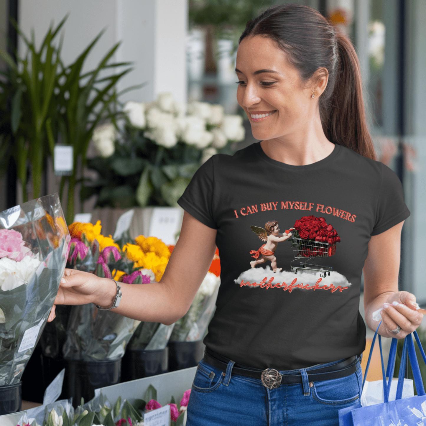 I Can Buy Myself Flowers (Pink) Unisex Comfort Colors T-Shirt - Not Your Mama's Fave