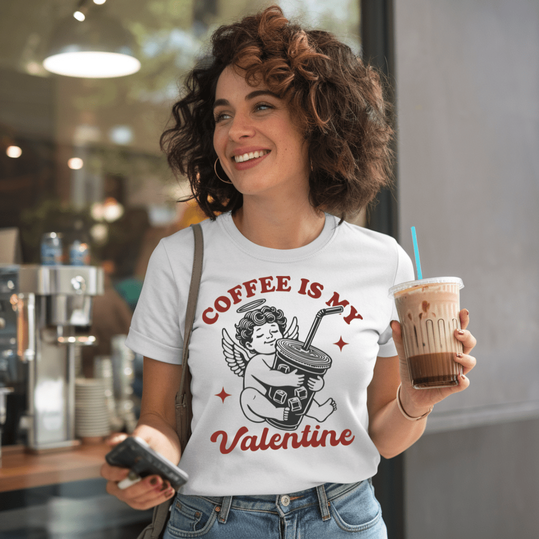 Iced Coffee Is My Valentine (Black & Red) Unisex T-Shirt - Not Your Mama's Fave