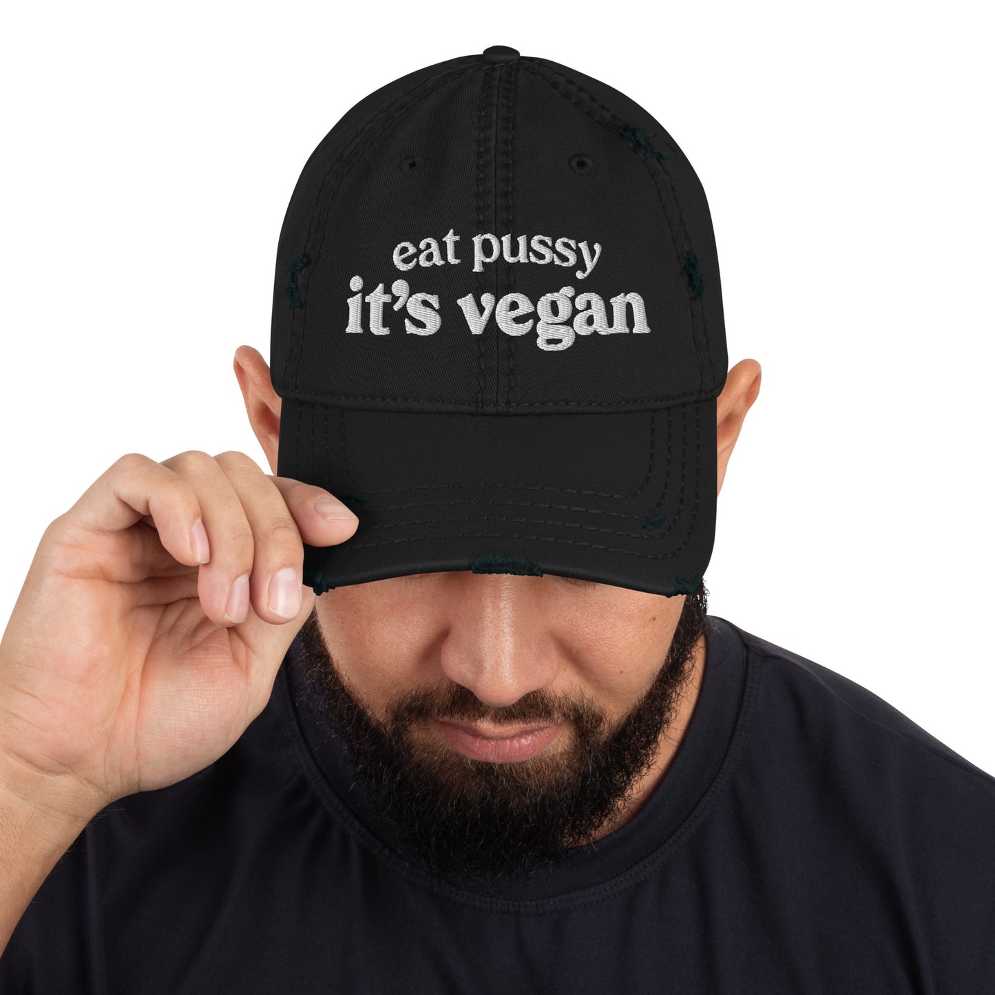 It's Vegan Distressed Dad Hat - Not Your Mama's Fave
