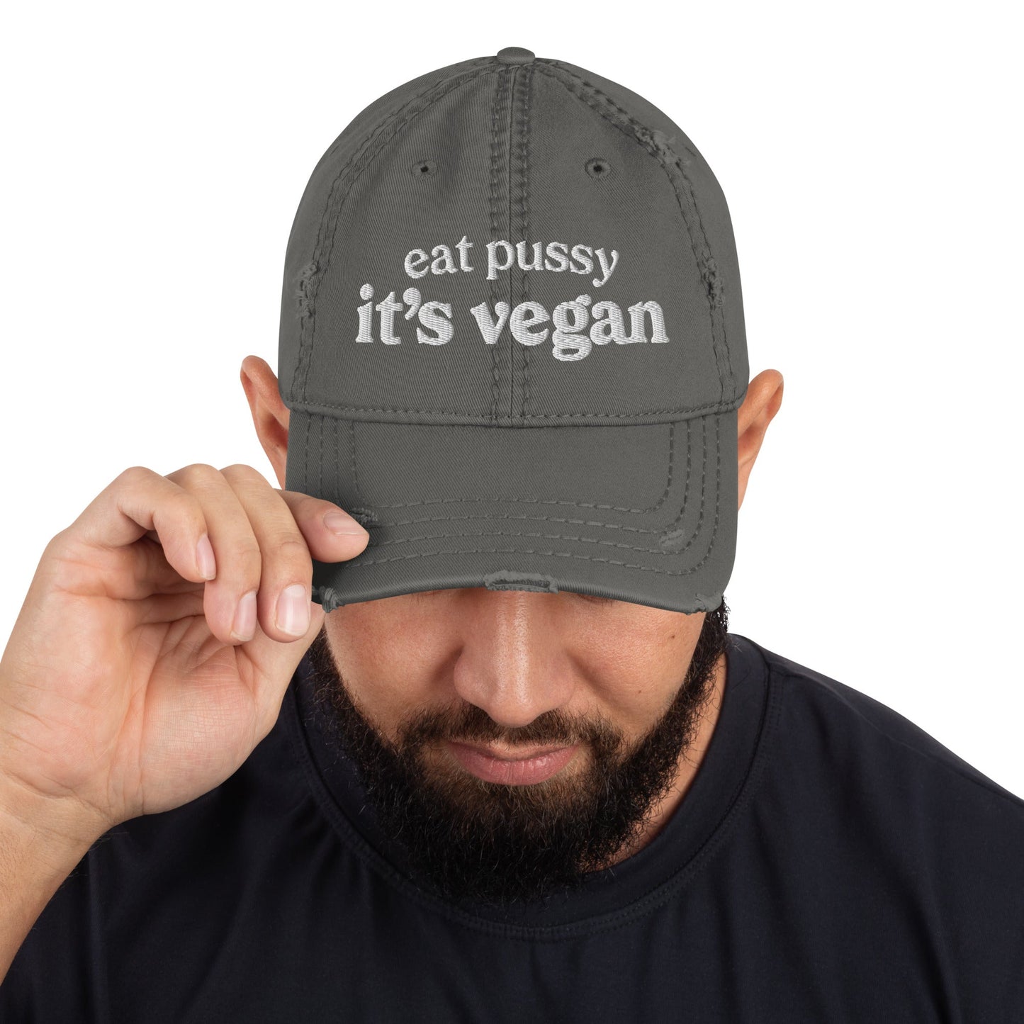 It's Vegan Distressed Dad Hat - Not Your Mama's Fave