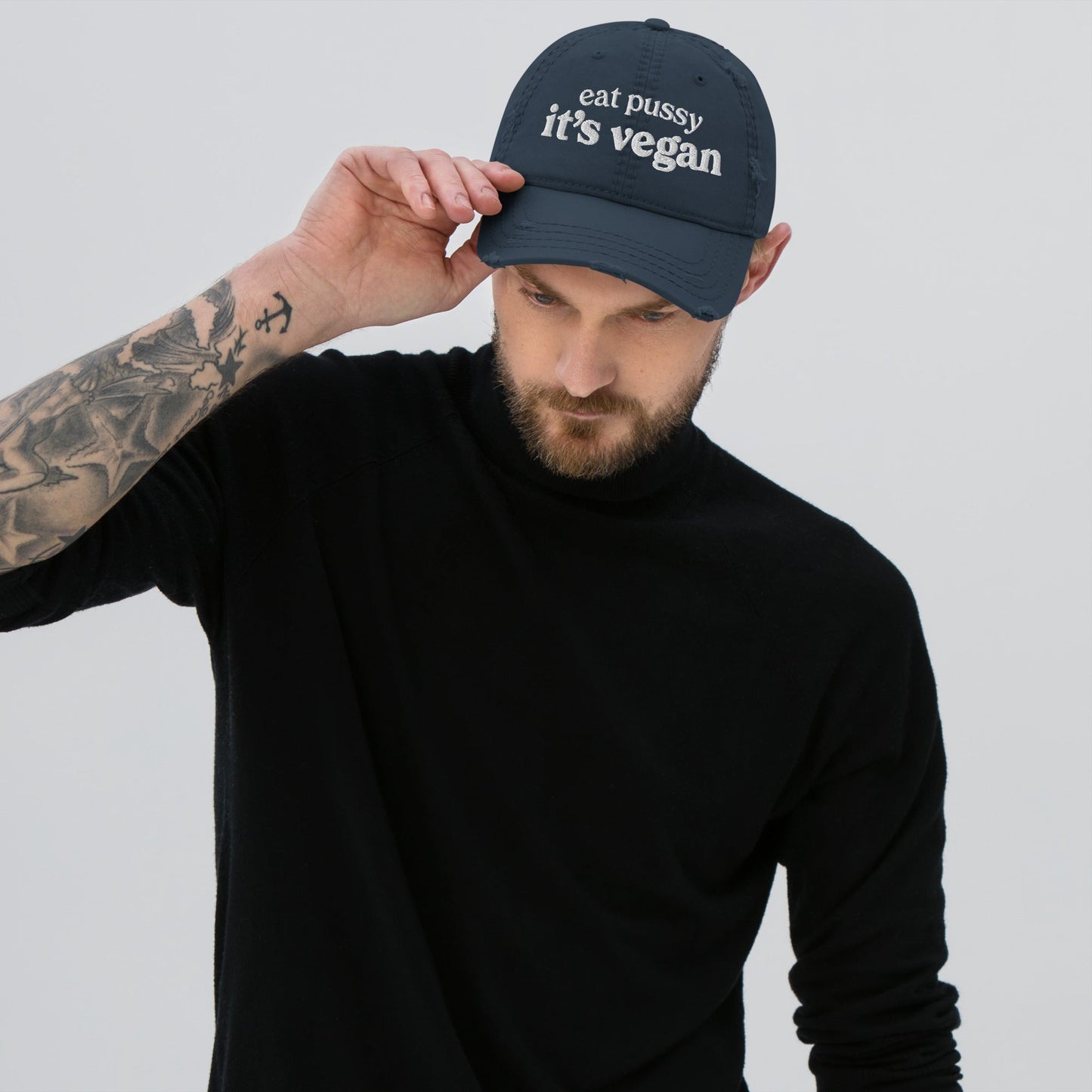 It's Vegan Distressed Dad Hat - Not Your Mama's Fave