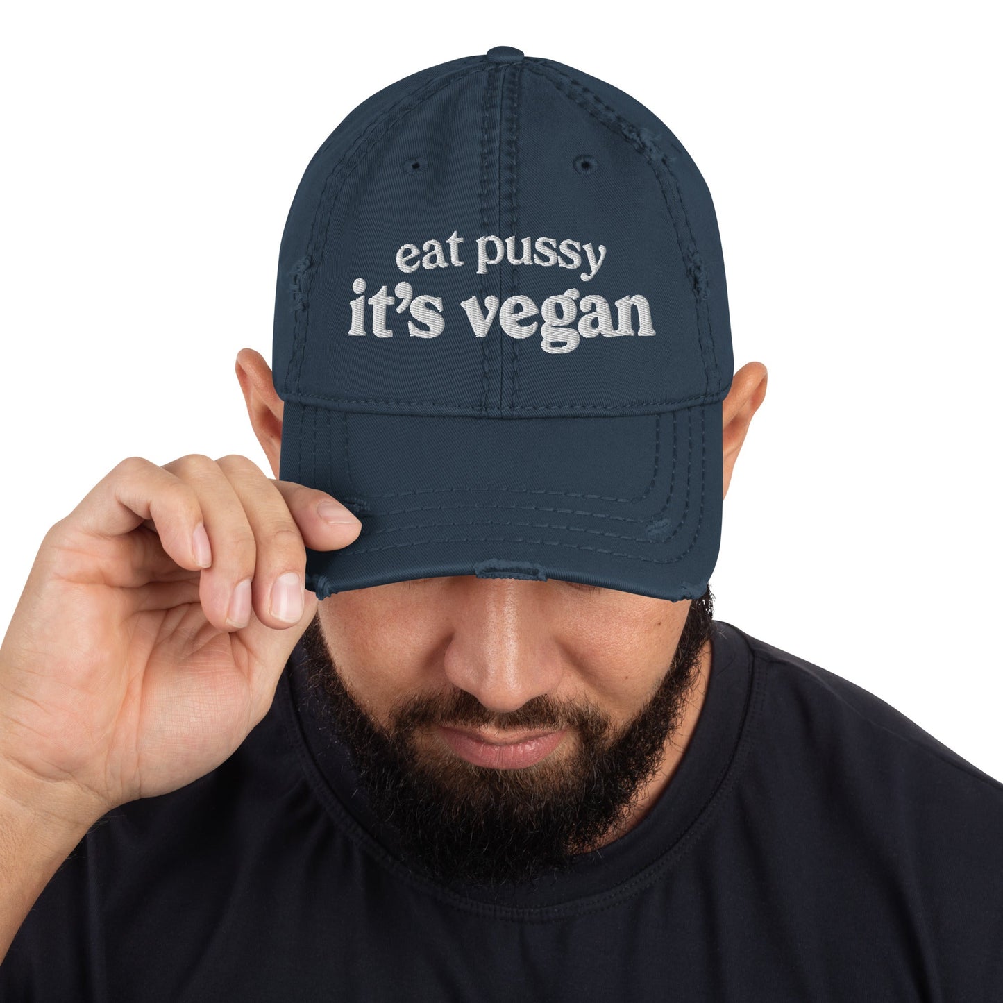 It's Vegan Distressed Dad Hat - Not Your Mama's Fave