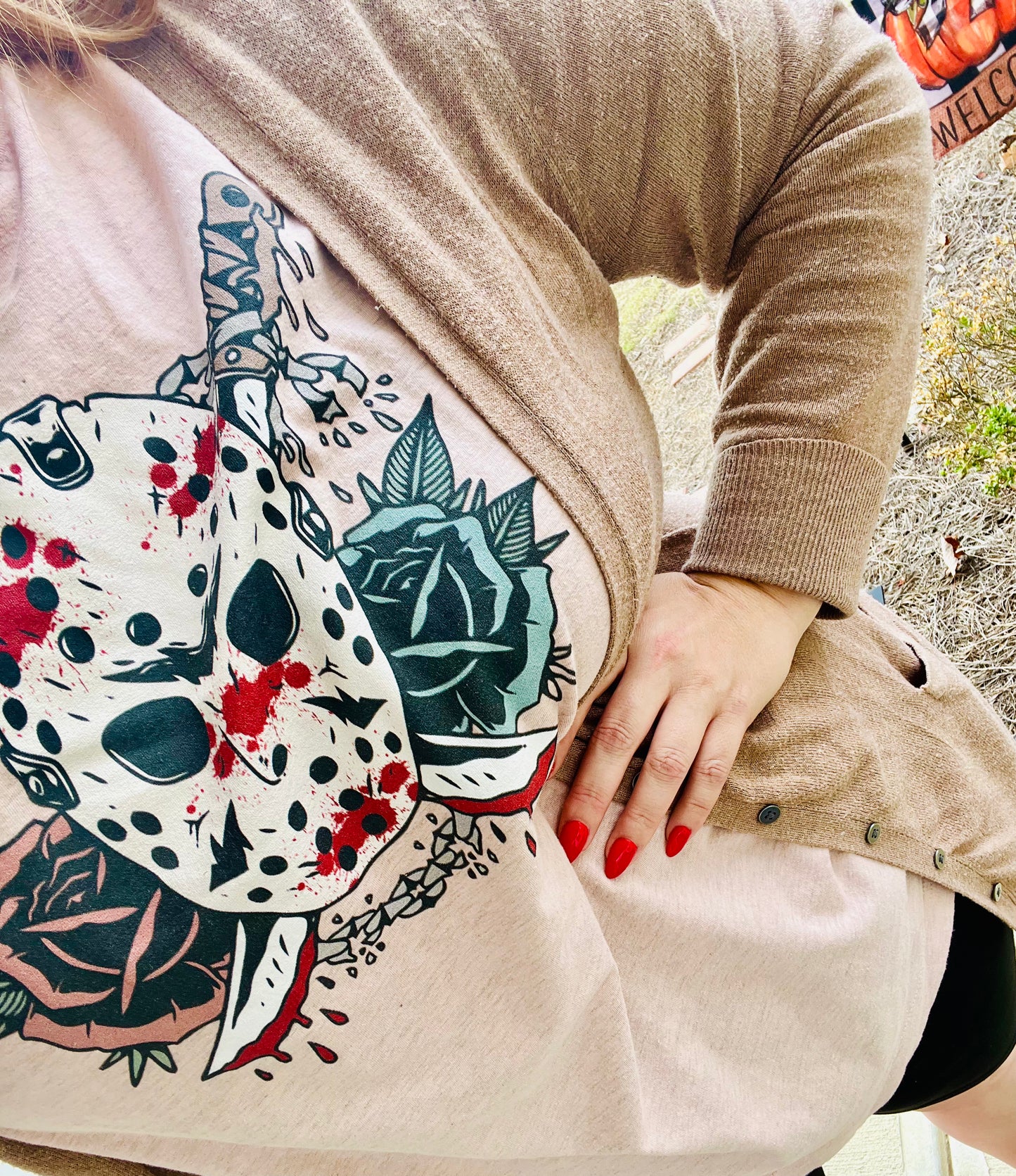 Bloody Ski Mask & Flowers Unisex T-Shirt