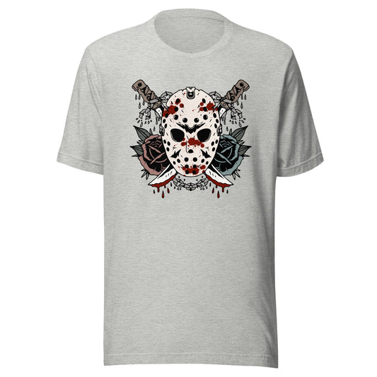 Bloody Ski Mask & Flowers Unisex T-Shirt - Not Your Mama's Fave