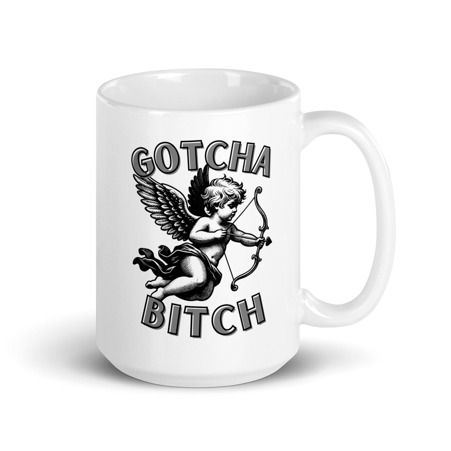 Cupid Gotcha Bitch (Black) Coffee Mug - Not Your Mama's Fave