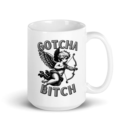 Cupid Gotcha Bitch (Black) Coffee Mug - Not Your Mama's Fave
