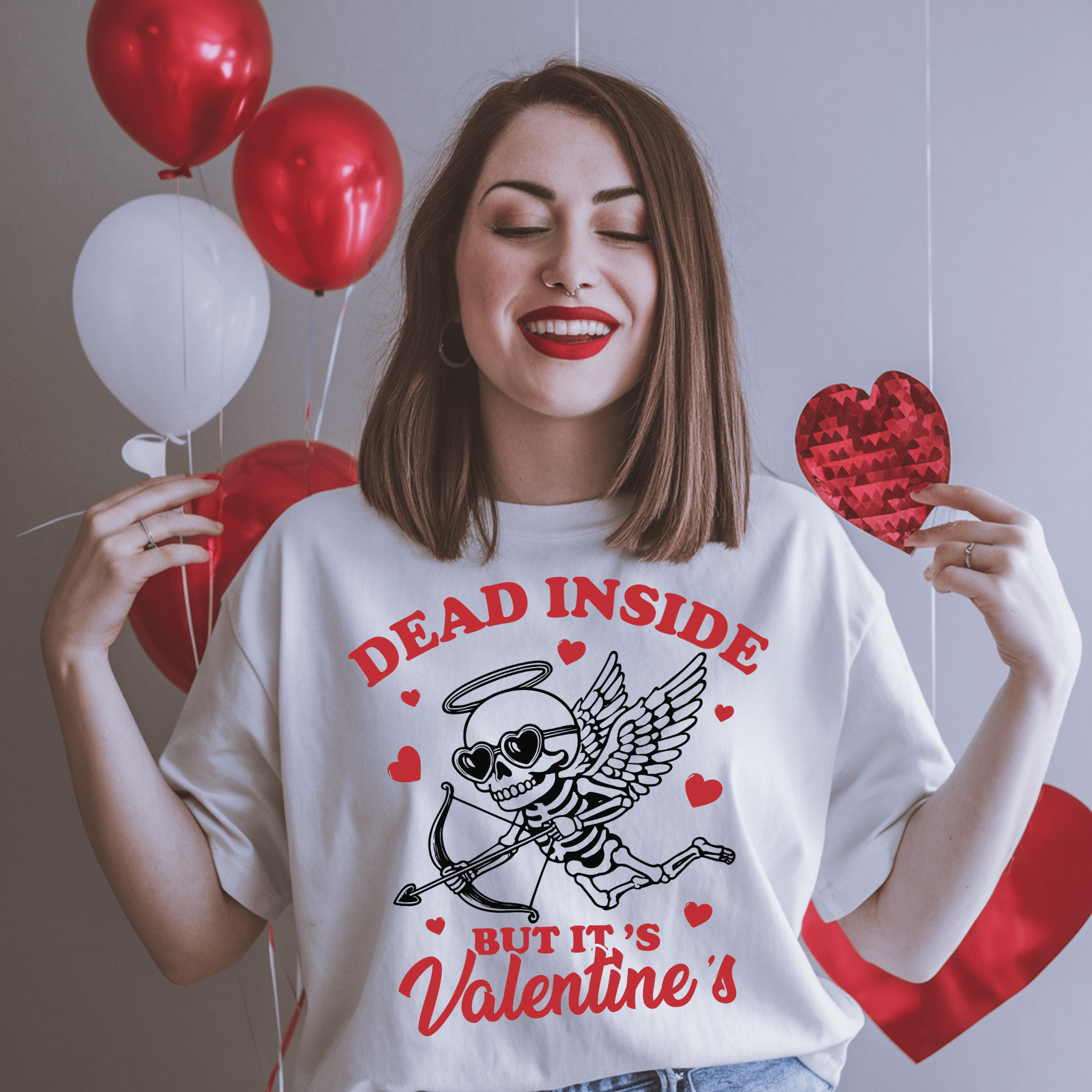 Dead Inside But It's Valentine's (Multi) Unisex T-Shirt - Not Your Mama's Fave
