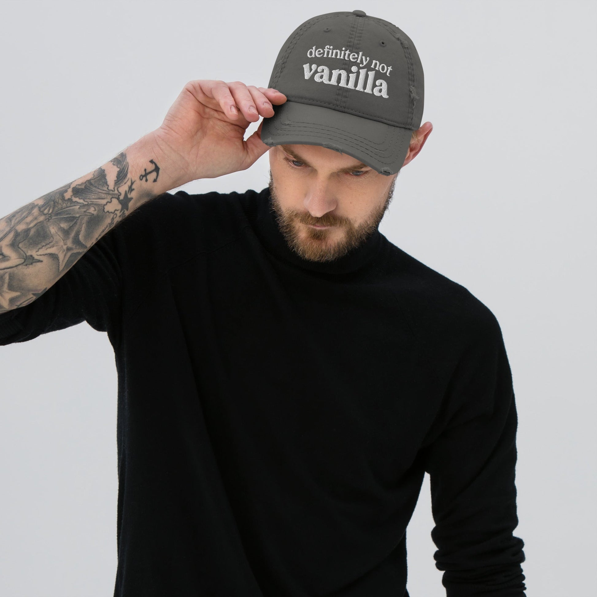 Definitely Not Vanilla Distressed Dad Hat - Not Your Mama's Fave