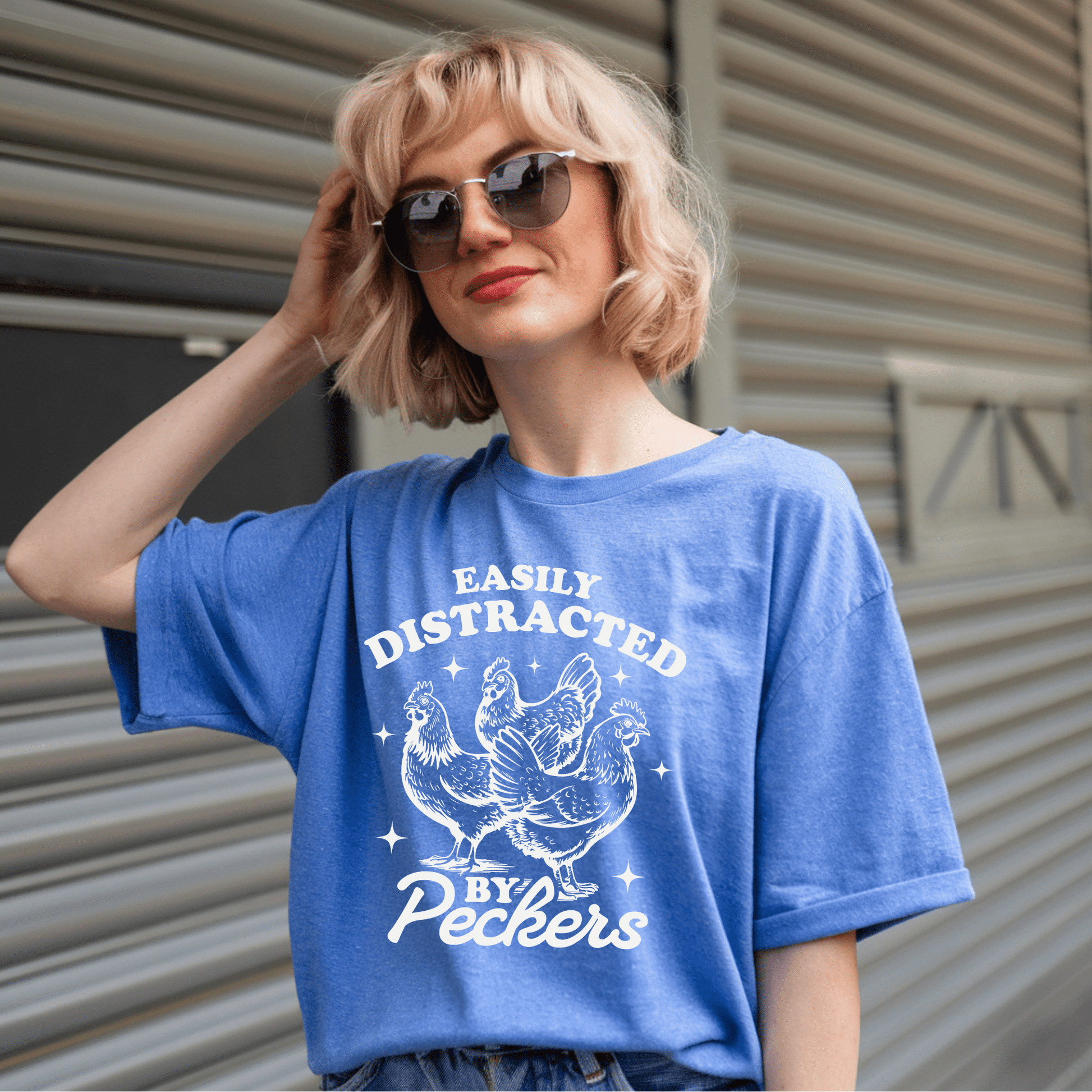 Easily Distracted By Peckers (White) Unisex T-Shirt - Not Your Mama's Fave