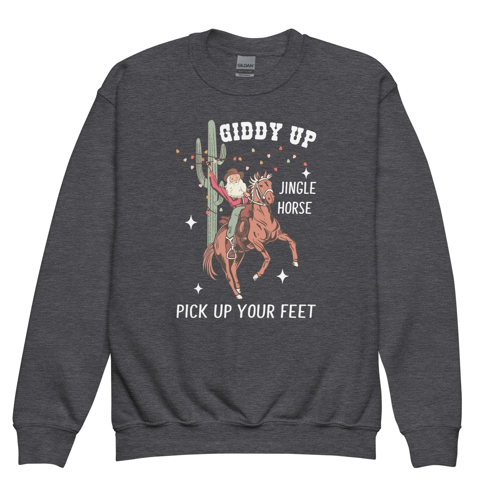 Giddy Up Jingle Horse Youth Crewneck Sweatshirt - Not Your Mama's Fave
