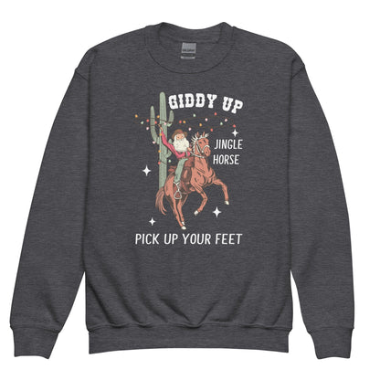 Giddy Up Jingle Horse Youth Crewneck Sweatshirt - Not Your Mama's Fave