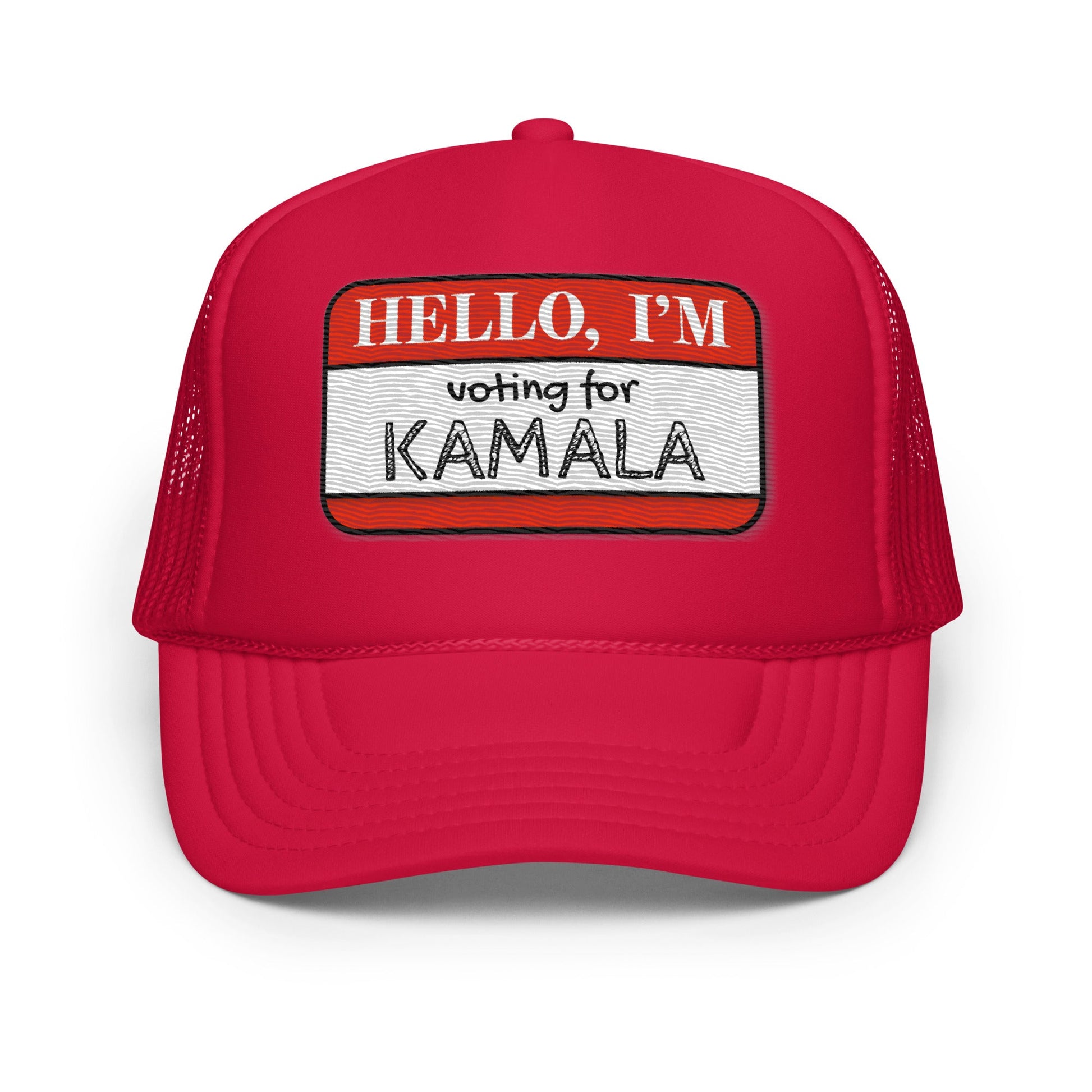 Hello, I'm Voting for Kamala Trucker Hat - Not Your Mama's Fave