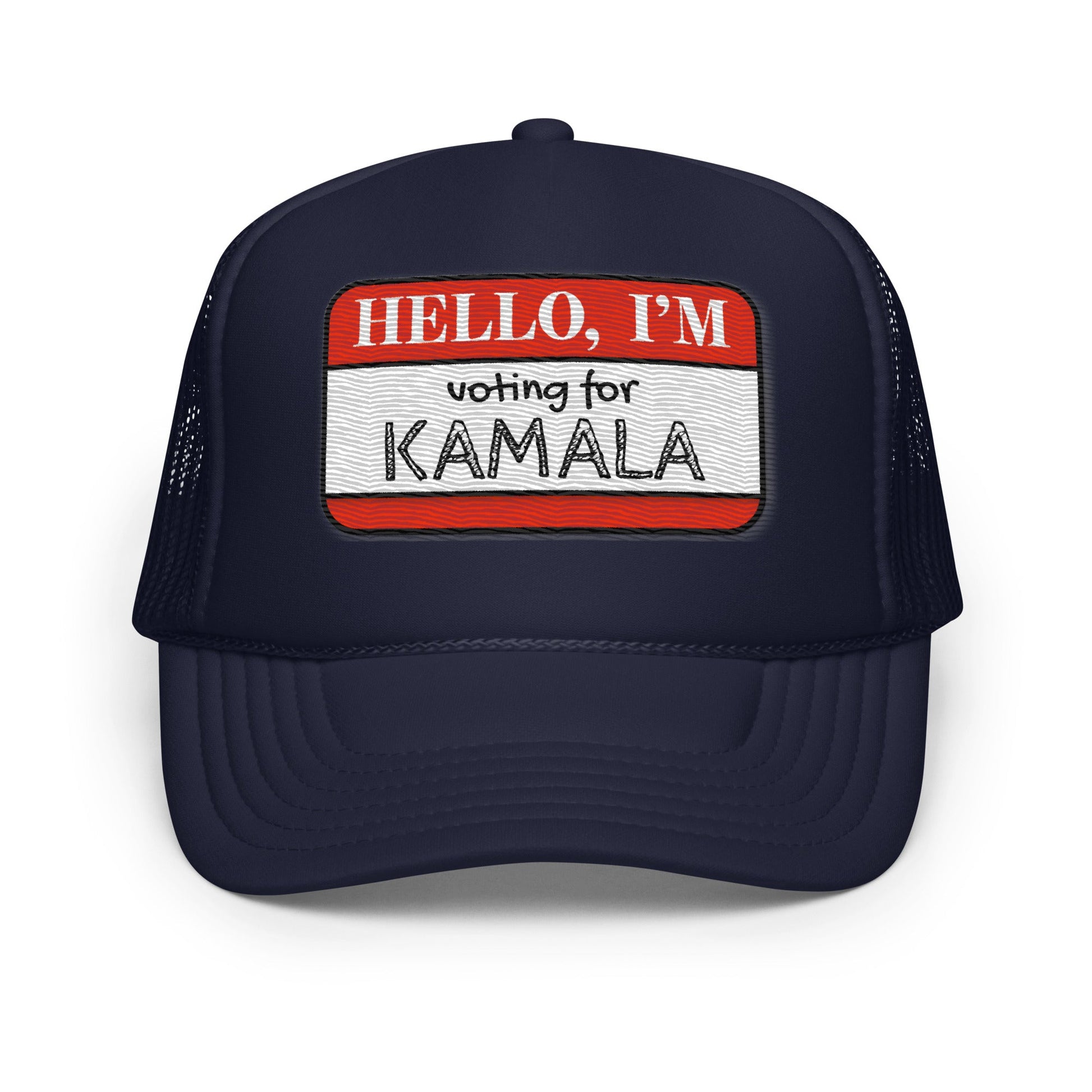 Hello, I'm Voting for Kamala Trucker Hat - Not Your Mama's Fave