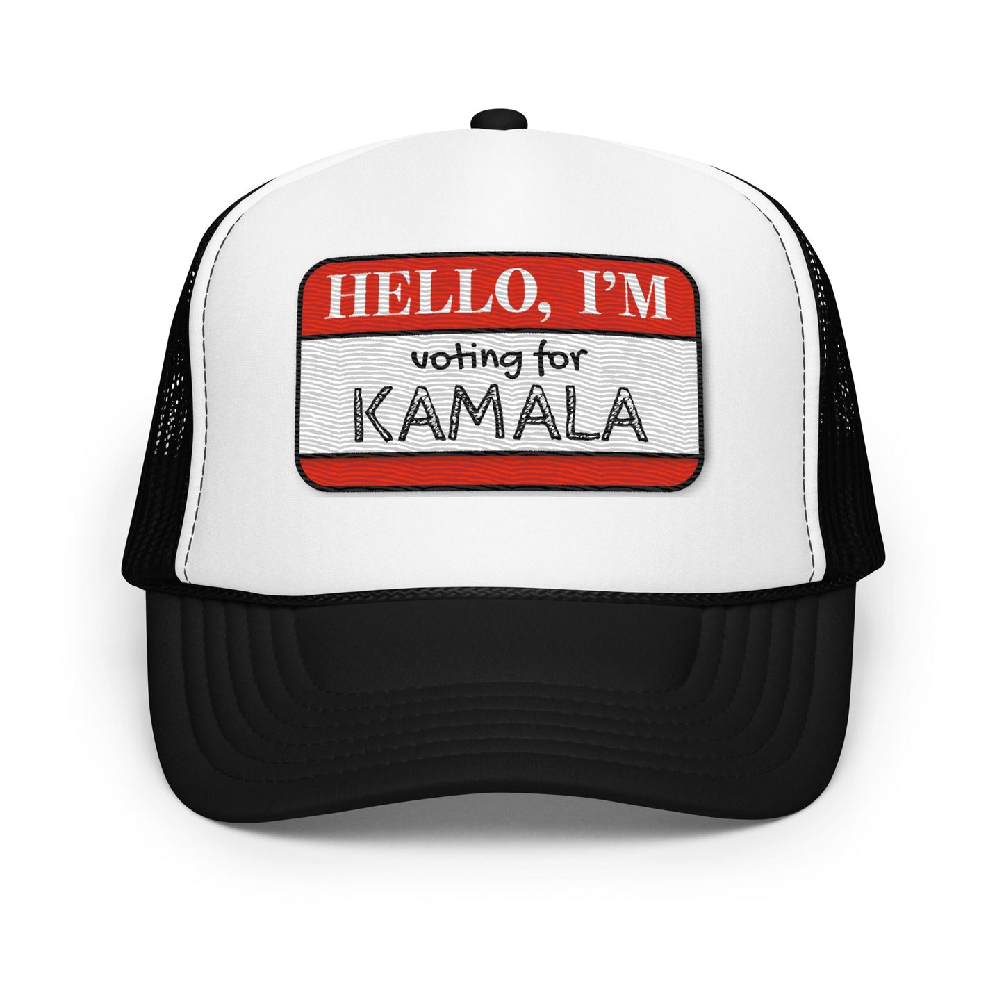 Hello, I'm Voting for Kamala Trucker Hat - Not Your Mama's Fave