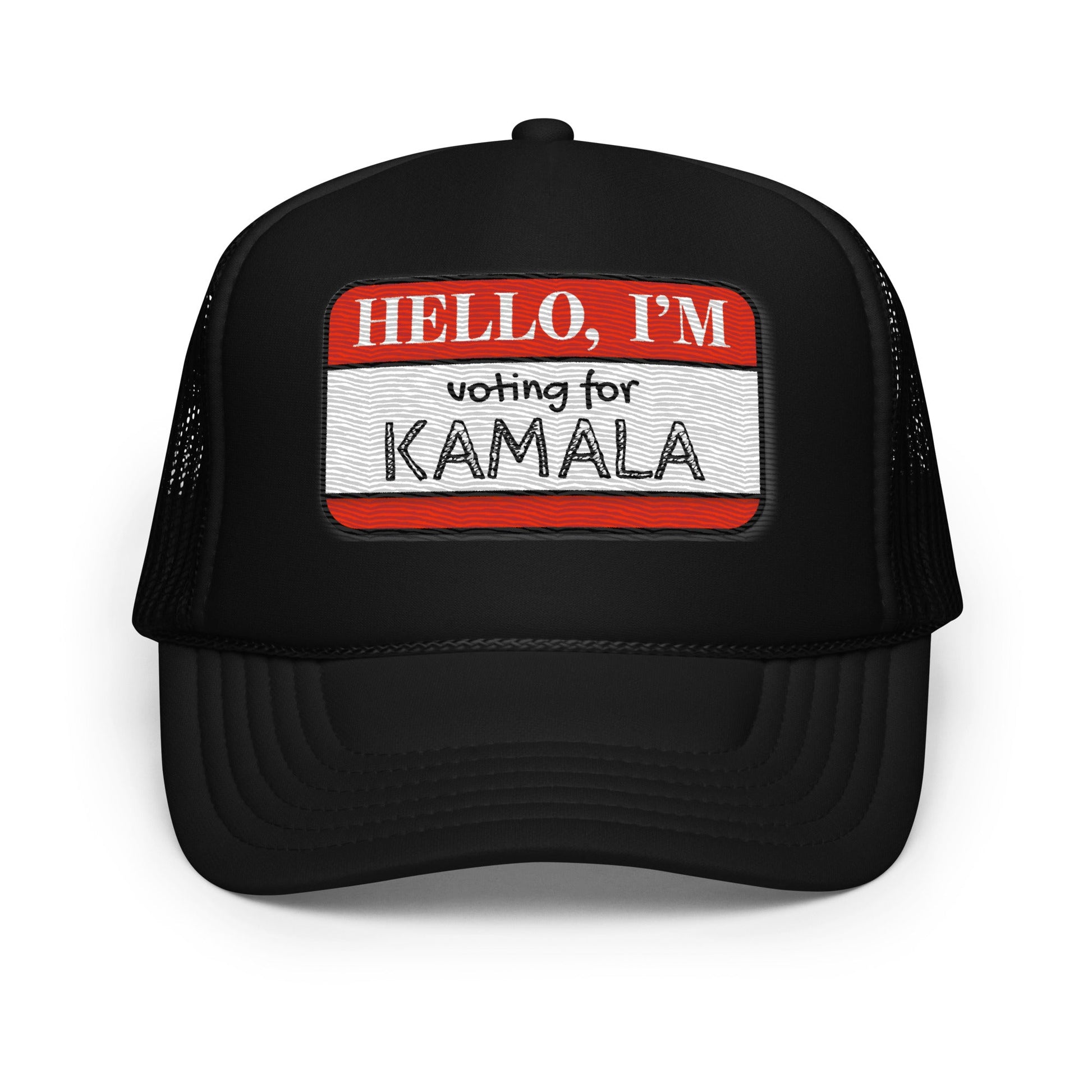 Hello, I'm Voting for Kamala Trucker Hat - Not Your Mama's Fave