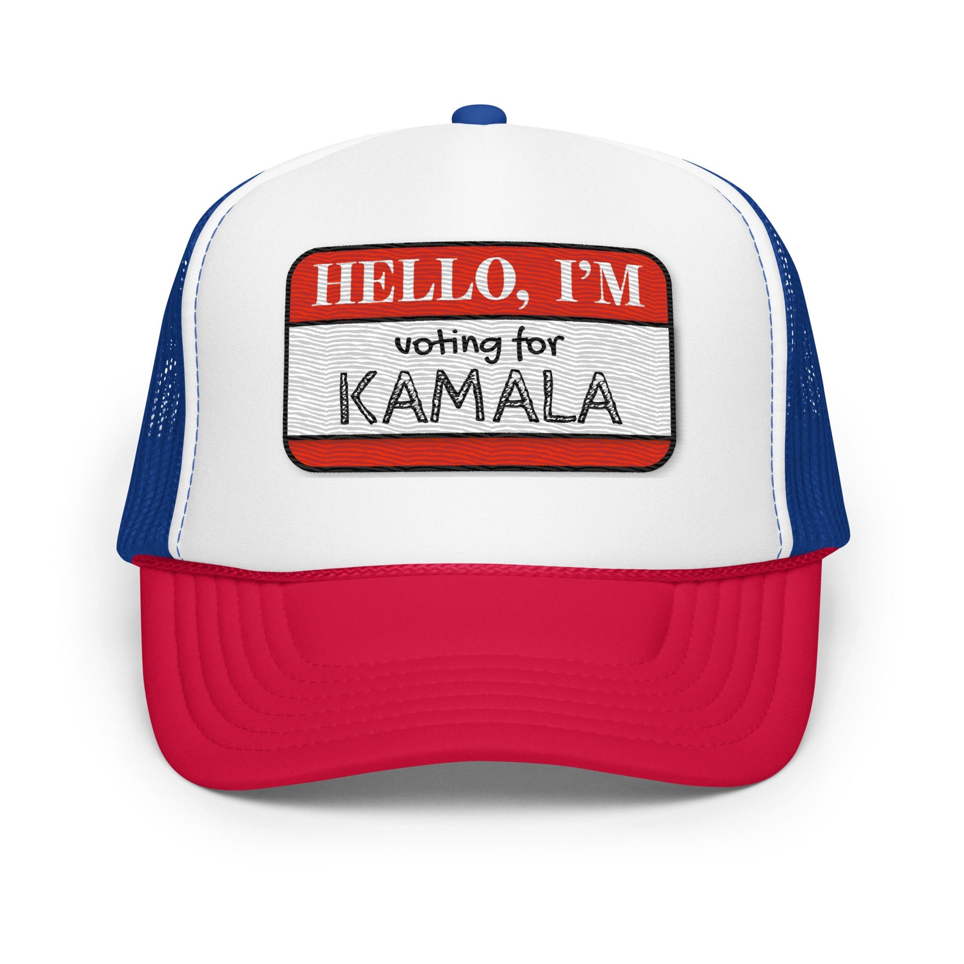 Hello, I'm Voting for Kamala Trucker Hat - Not Your Mama's Fave