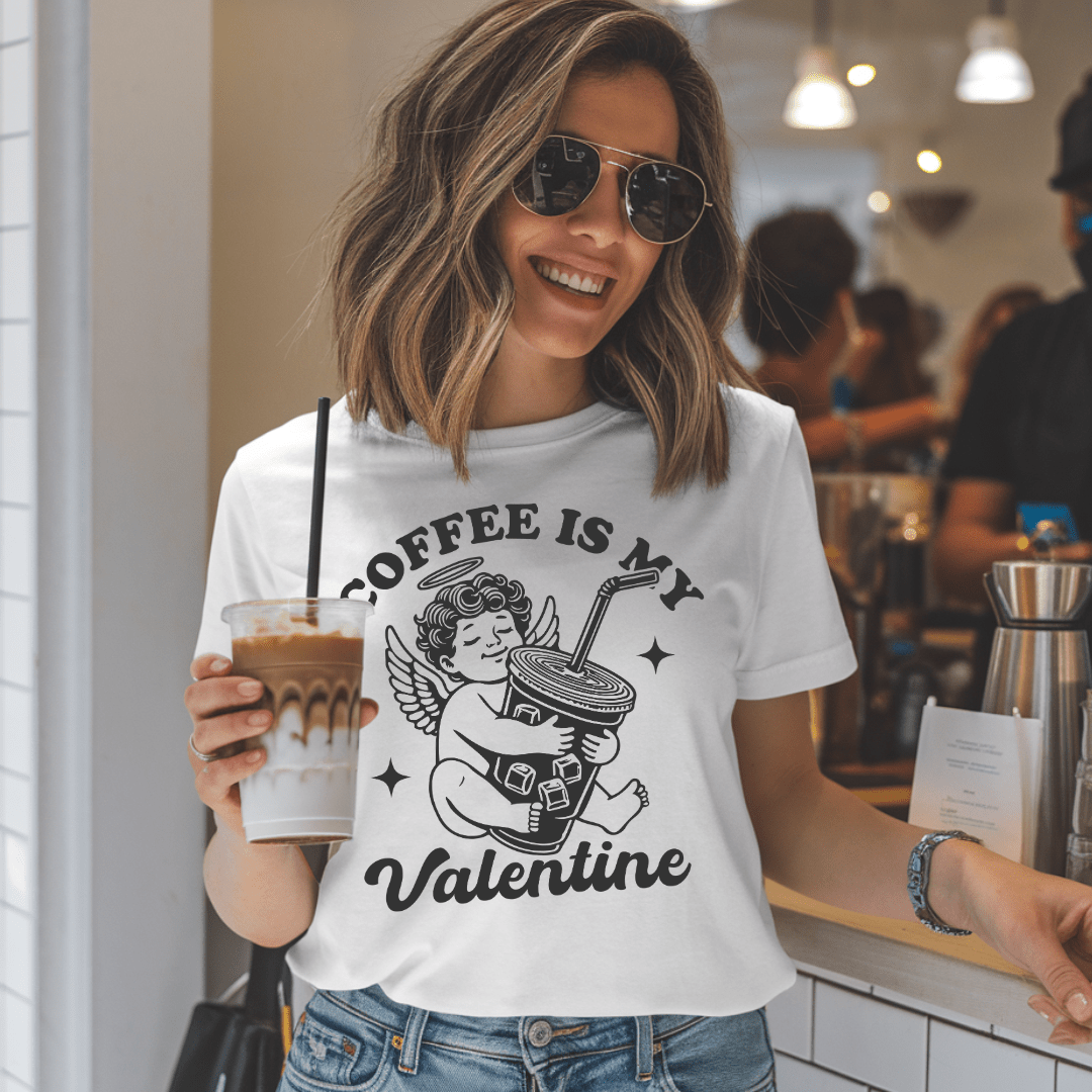 Iced Coffee Is My Valentine (Black) Unisex T-Shirt - Not Your Mama's Fave