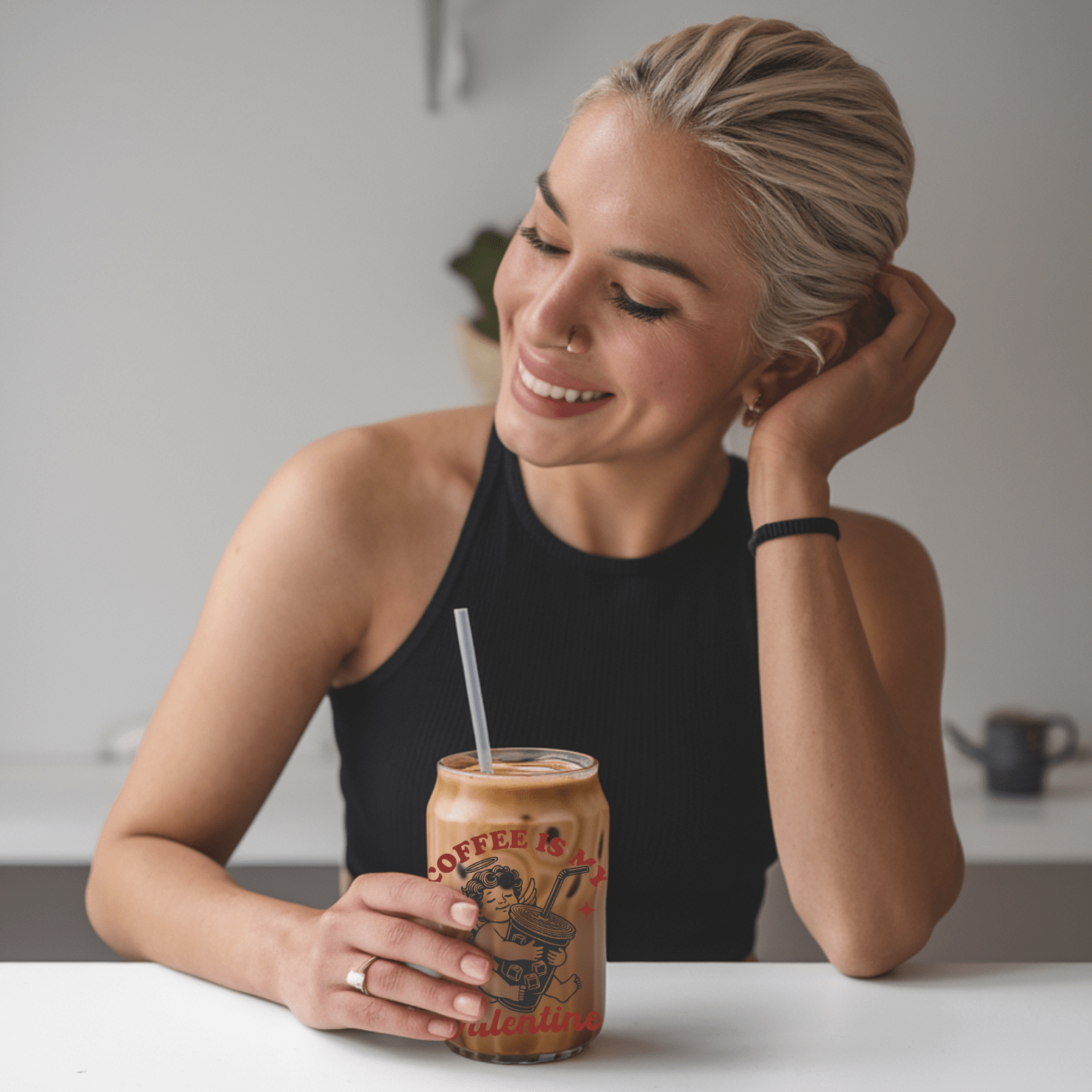 Iced Coffee Is My Valentine Can - Shaped Glass - Not Your Mama's Fave