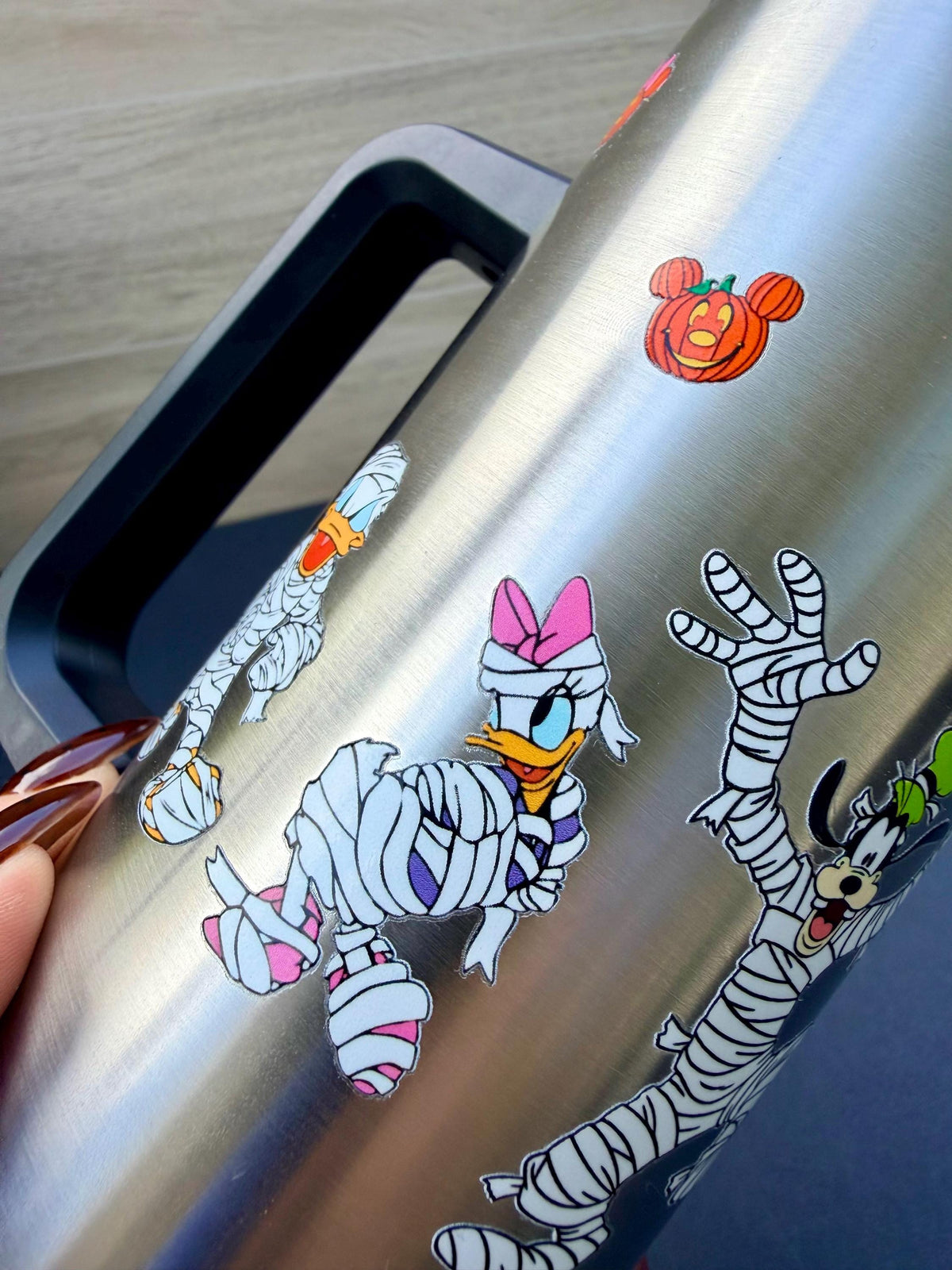Halloween Mummy Characters & Friends Tumbler 16 oz | Stainless Steel Insulated Cup | Spooky Season Tumbler