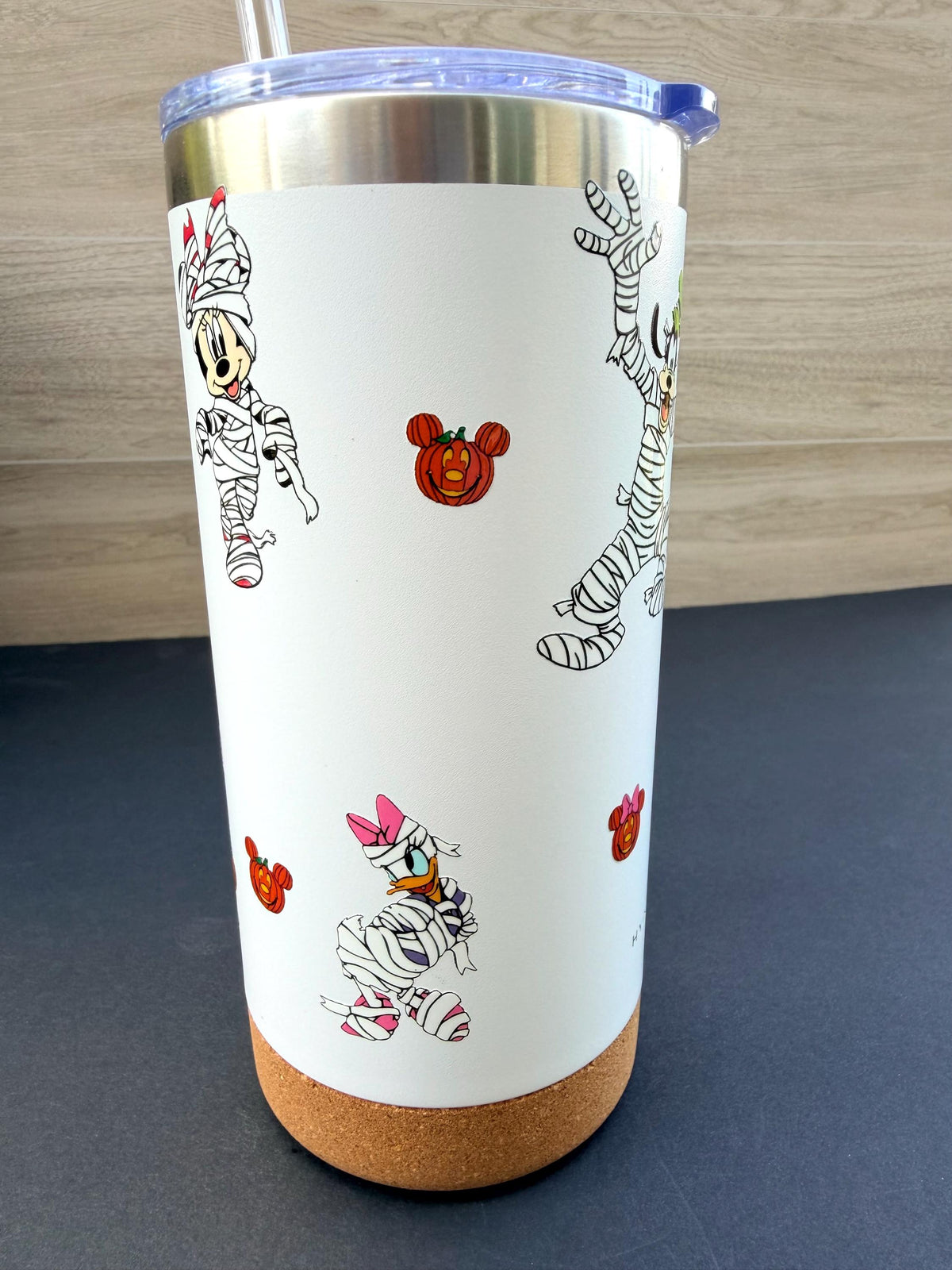 Halloween Mummy Characters & Friends Tumbler 16 oz | Stainless Steel Insulated Cup | Spooky Season Tumbler