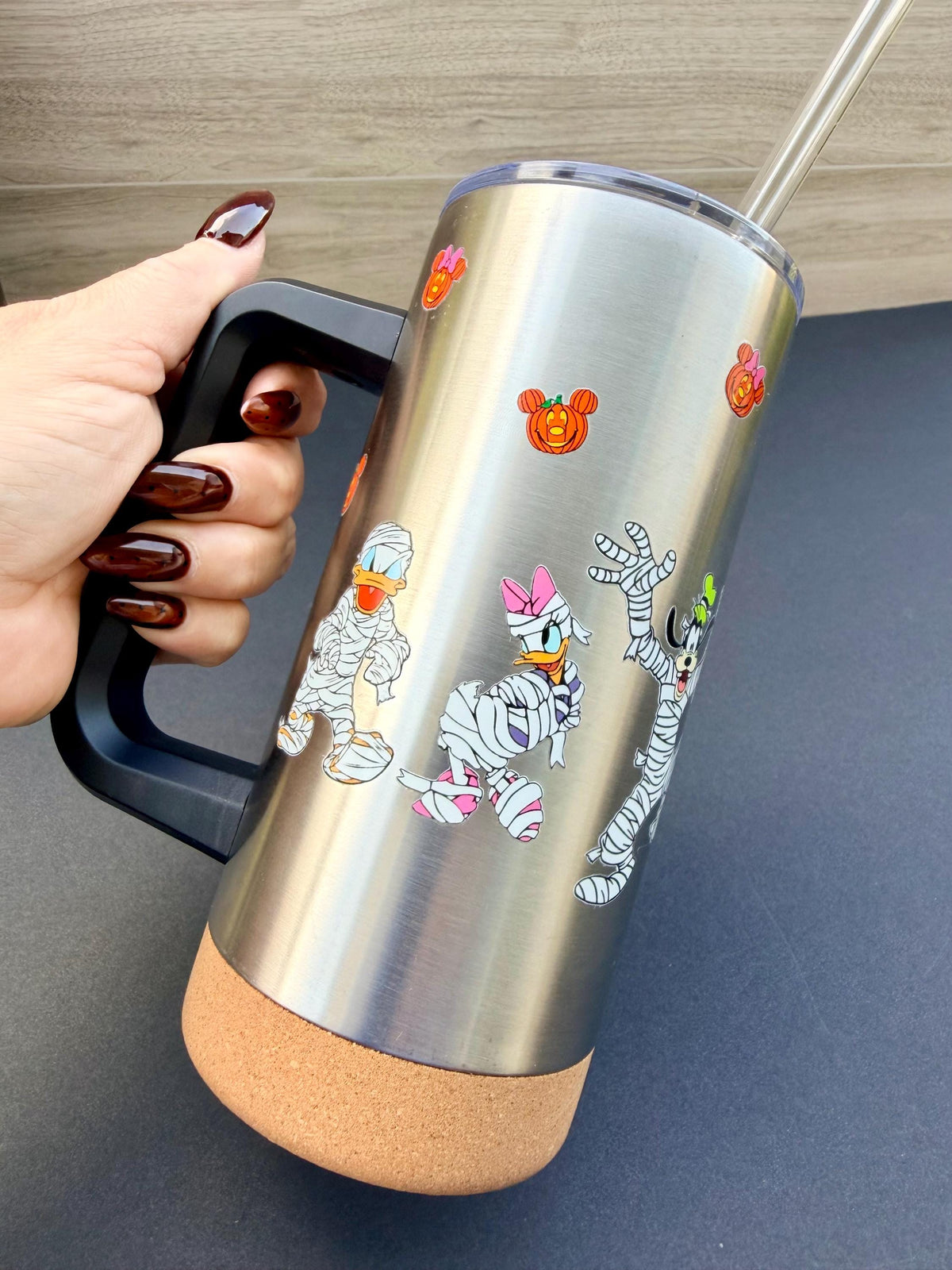 Halloween Mummy Characters & Friends Tumbler 16 oz | Stainless Steel Insulated Cup | Spooky Season Tumbler