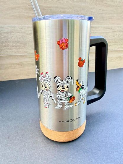 Halloween Mummy Characters & Friends Tumbler 16 oz | Stainless Steel Insulated Cup | Spooky Season Tumbler
