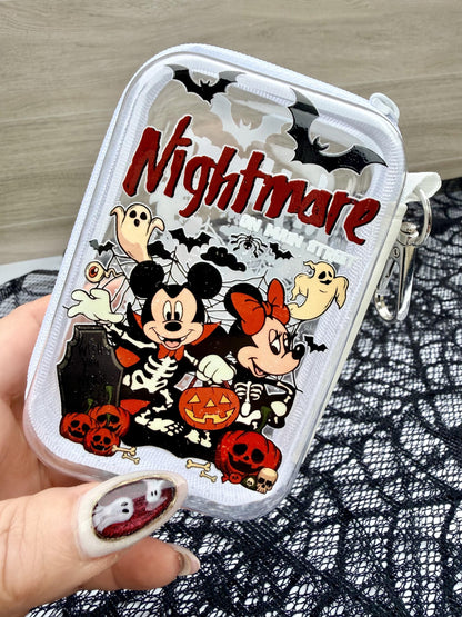 Halloween Mini Zipper Pouch Bag Charm | Spooky Character Coin Purse | Clear Keychain Pouch | Halloween Purse Charm