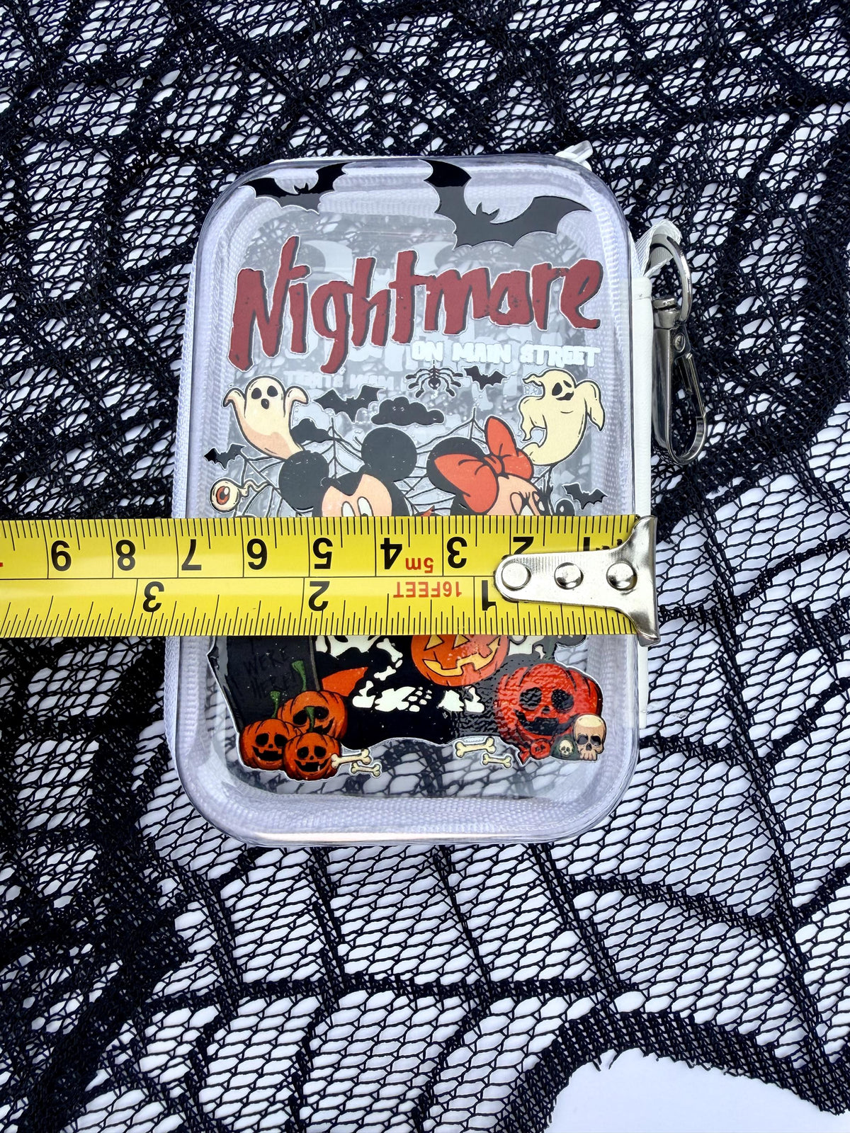 Halloween Mini Zipper Pouch Bag Charm | Spooky Character Coin Purse | Clear Keychain Pouch | Halloween Purse Charm