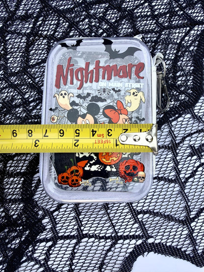 Halloween Mini Zipper Pouch Bag Charm | Spooky Character Coin Purse | Clear Keychain Pouch | Halloween Purse Charm