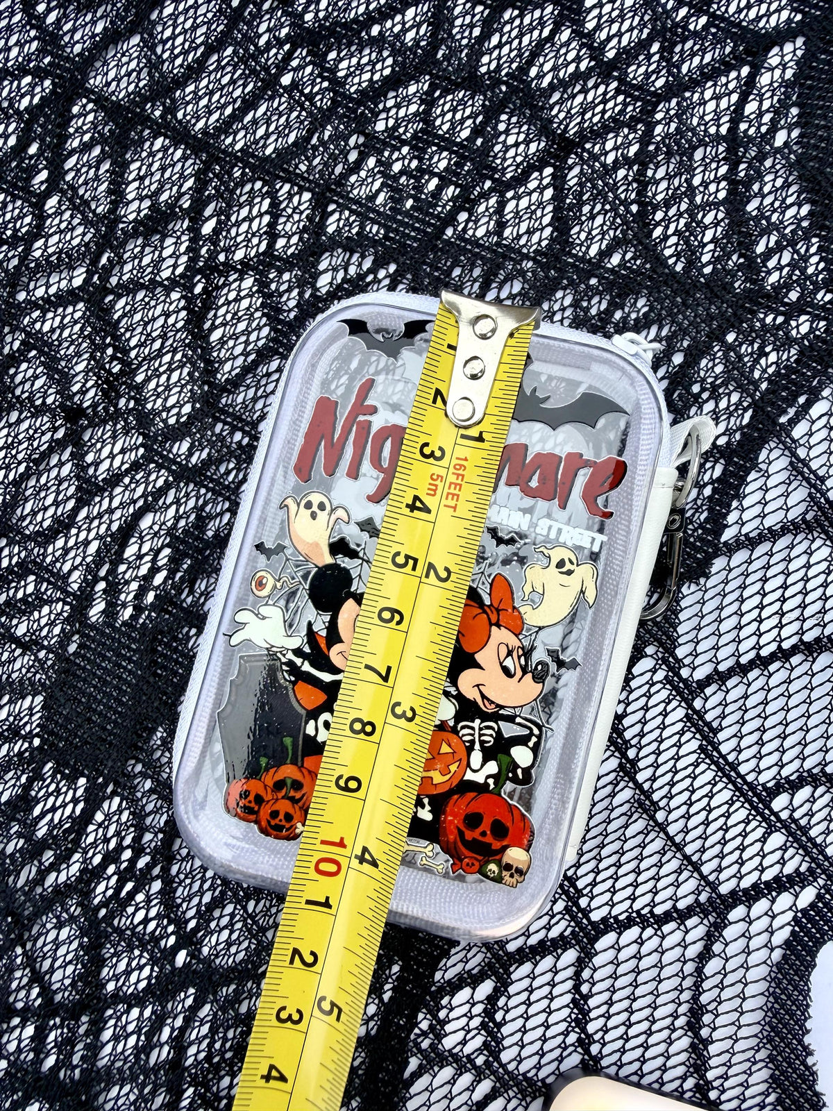 Halloween Mini Zipper Pouch Bag Charm | Spooky Character Coin Purse | Clear Keychain Pouch | Halloween Purse Charm
