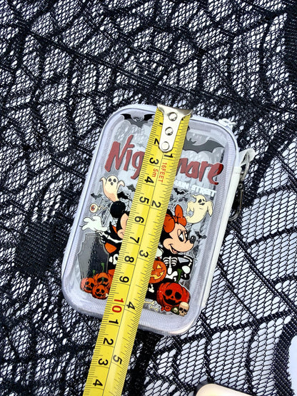 Halloween Mini Zipper Pouch Bag Charm | Spooky Character Coin Purse | Clear Keychain Pouch | Halloween Purse Charm