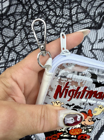 Halloween Mini Zipper Pouch Bag Charm | Spooky Character Coin Purse | Clear Keychain Pouch | Halloween Purse Charm