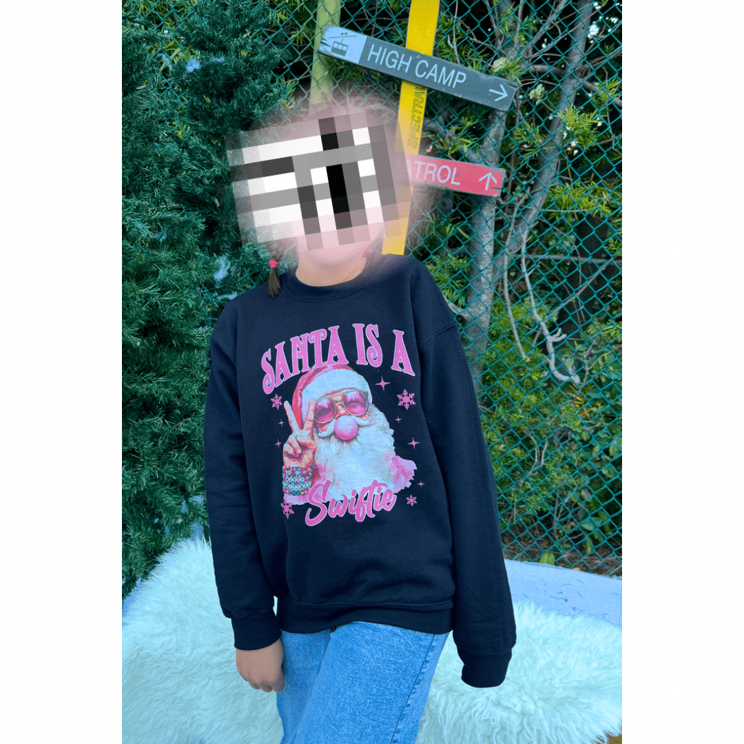 Santa Is A Swiftie Youth Sweatshirt - Not Your Mama's Fave